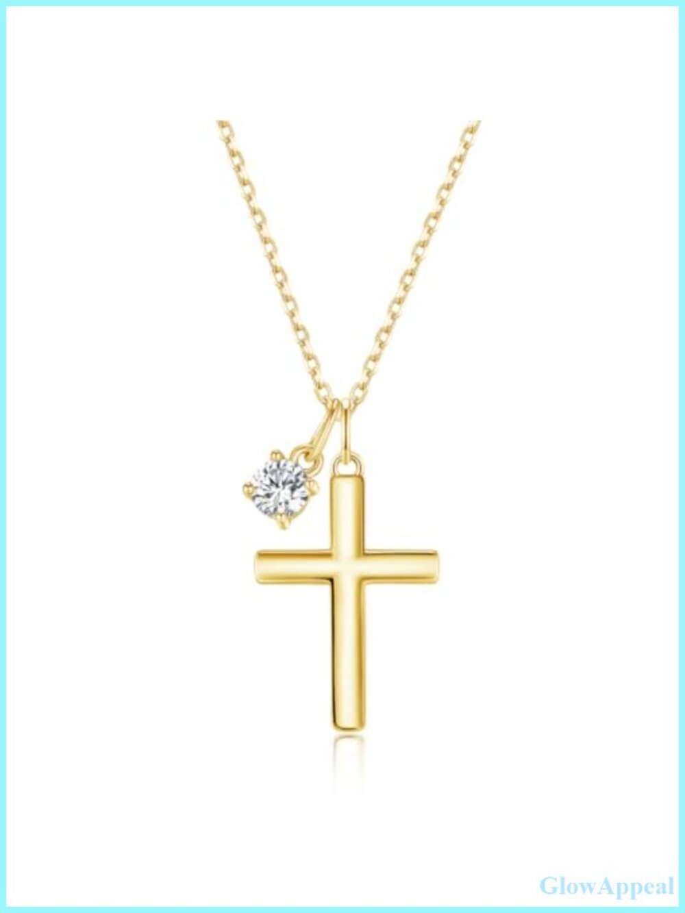 Moissanite Cross Necklace Gold Plated Dainty Religious Pendant Jewelry Gift